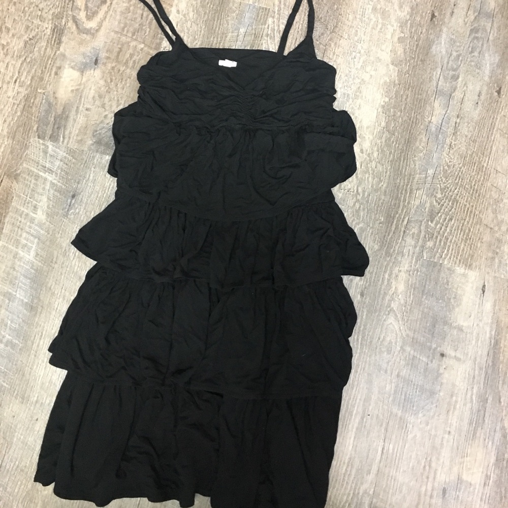 J crew black layered ruffle dress